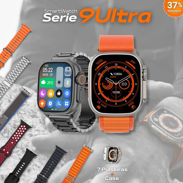 Relógio SmartWatch - Serie 9 Ultra - Brinde[Kit: 7 Pulseiras + Case]